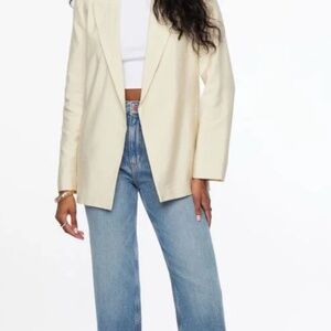 Dynamite Blazer - Athena Relaxed Open Blazer, Ivory